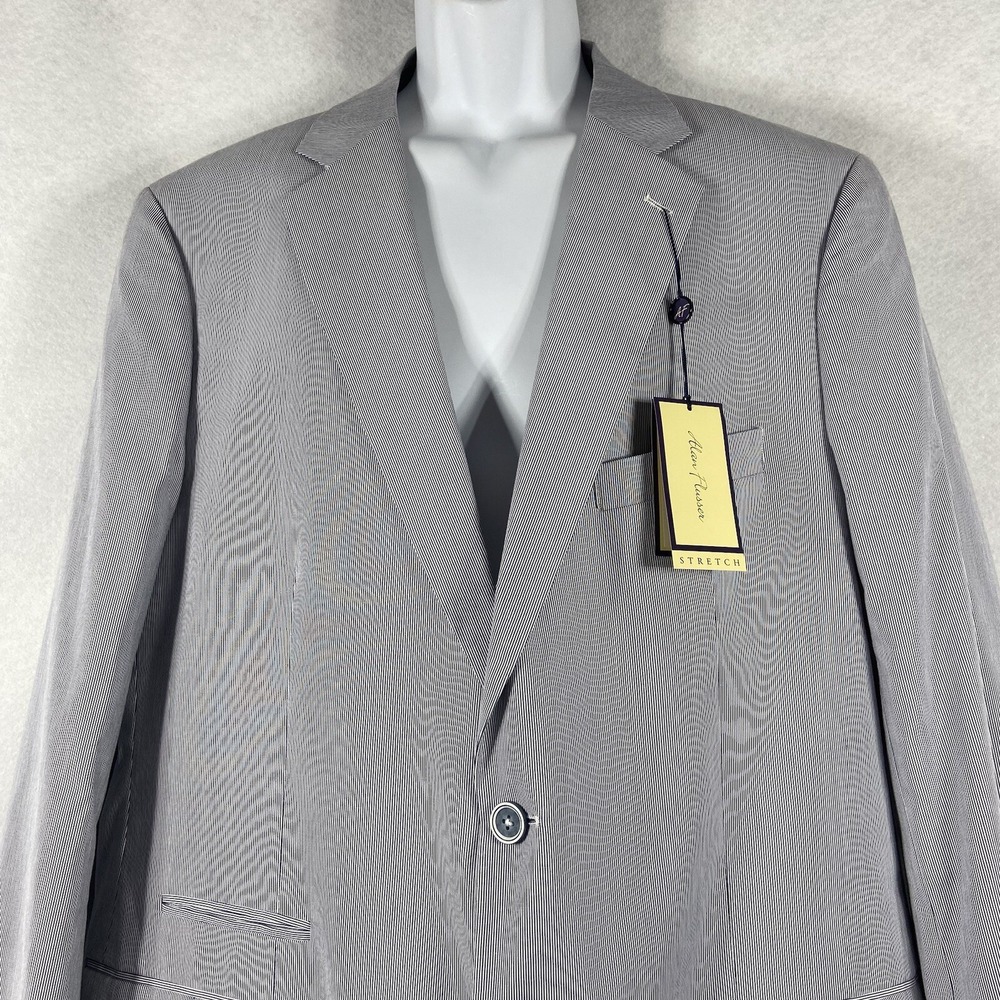 Alan Flusser Jacket Men's XL Blue White Blazer Sport Coat Striped New - Picture 2 of 11